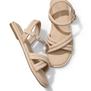 Dream Pairs Gaia Square Toe Quilted Flat Sandals 7